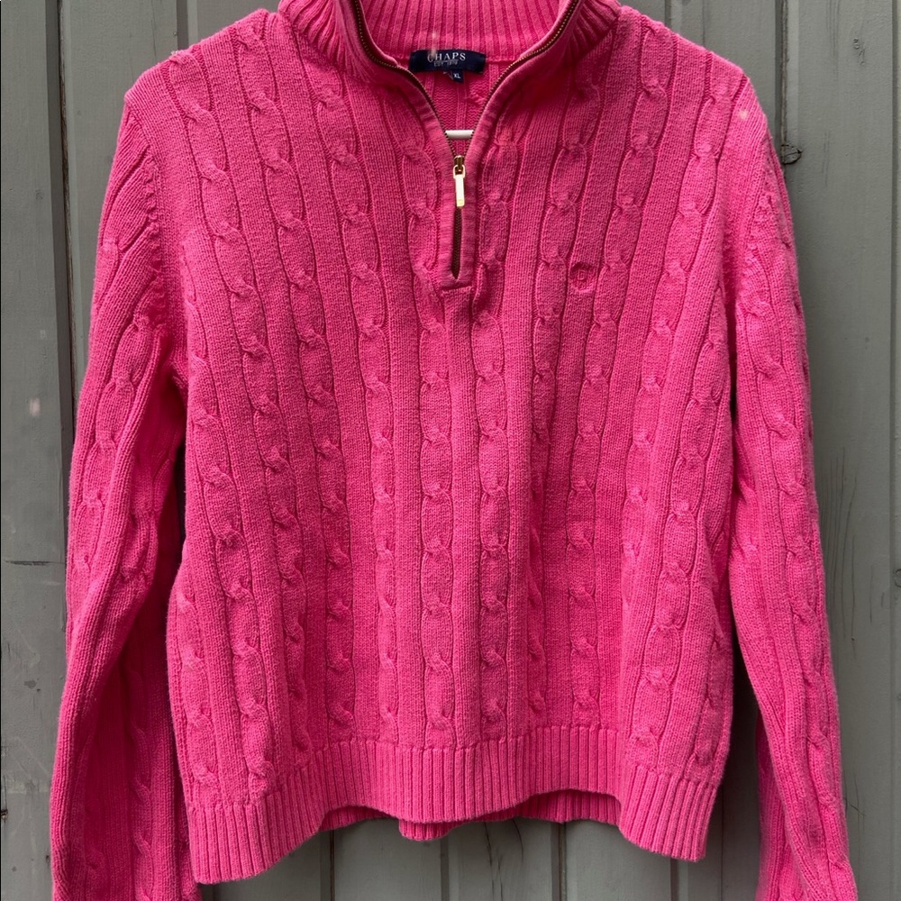 Pink Chaps 1/4 zip sweater